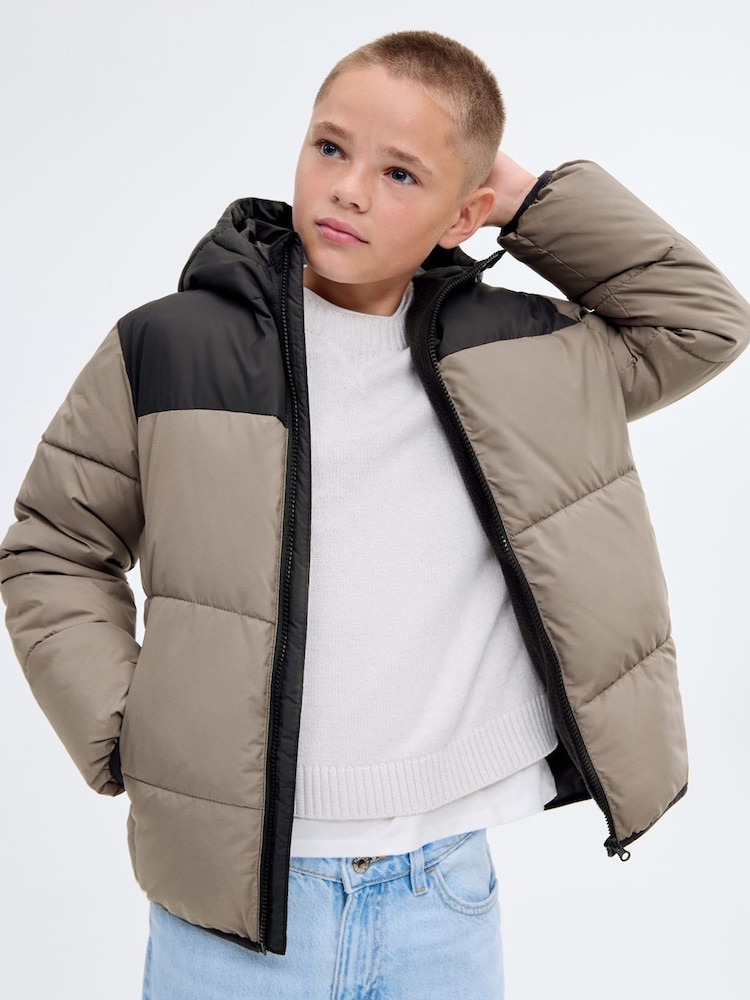 Mango Grey Bicolour Quilted Anorak - Image 2 of 5 Mango Grey Bicolour Quilted Anorak - Image 2 of 5