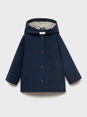 Mango Blue Hooded Cotton Coat - Image 1 of 3