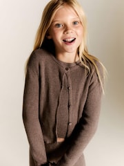 Mango Brown Ribbed Knit Cardigan - Image 1 of 6