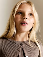 Mango Brown Ribbed Knit Cardigan - Image 2 of 6