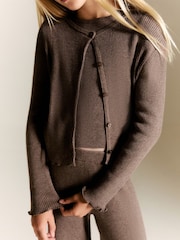 Mango Brown Ribbed Knit Cardigan - Image 3 of 6