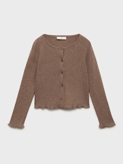 Mango Brown Ribbed Knit Cardigan - Image 4 of 6