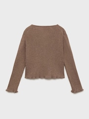 Mango Brown Ribbed Knit Cardigan - Image 5 of 6