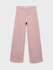 Mango Pink Frayed Wide Leg Jeans - Image 1 of 3