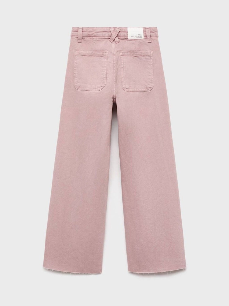 Mango Pink Frayed Wide Leg Jeans - Image 2 of 3