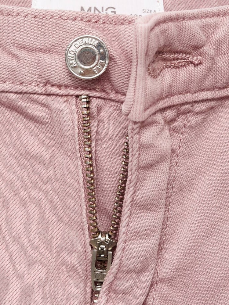 Mango Pink Frayed Wide Leg Jeans - Image 3 of 3