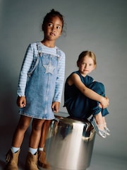 Mango Blue Dungaree Dress Strap - Image 1 of 4