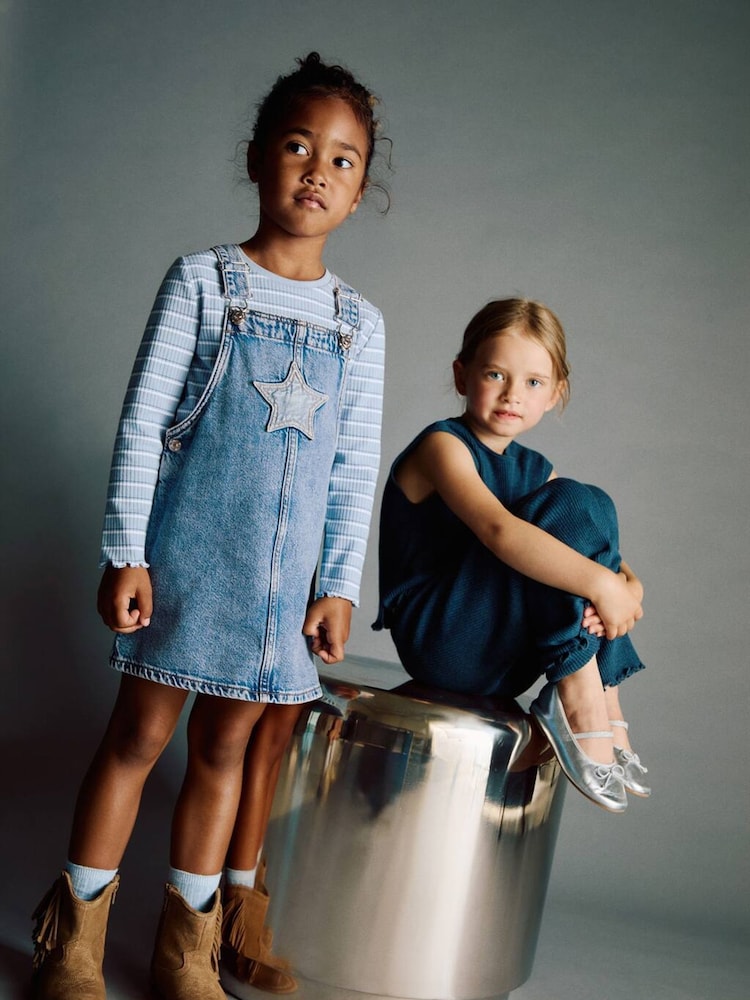 Mango Blue Dungaree Dress Strap - Image 1 of 4