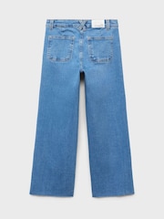 Mango Blue Frayed Wide Leg Jeans - Image 2 of 3