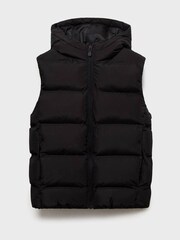 Mango Black Hooded Quilted Gilet - Image 1 of 3