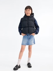 Mango Blue Hooded Quilted Gilet - Image 1 of 5