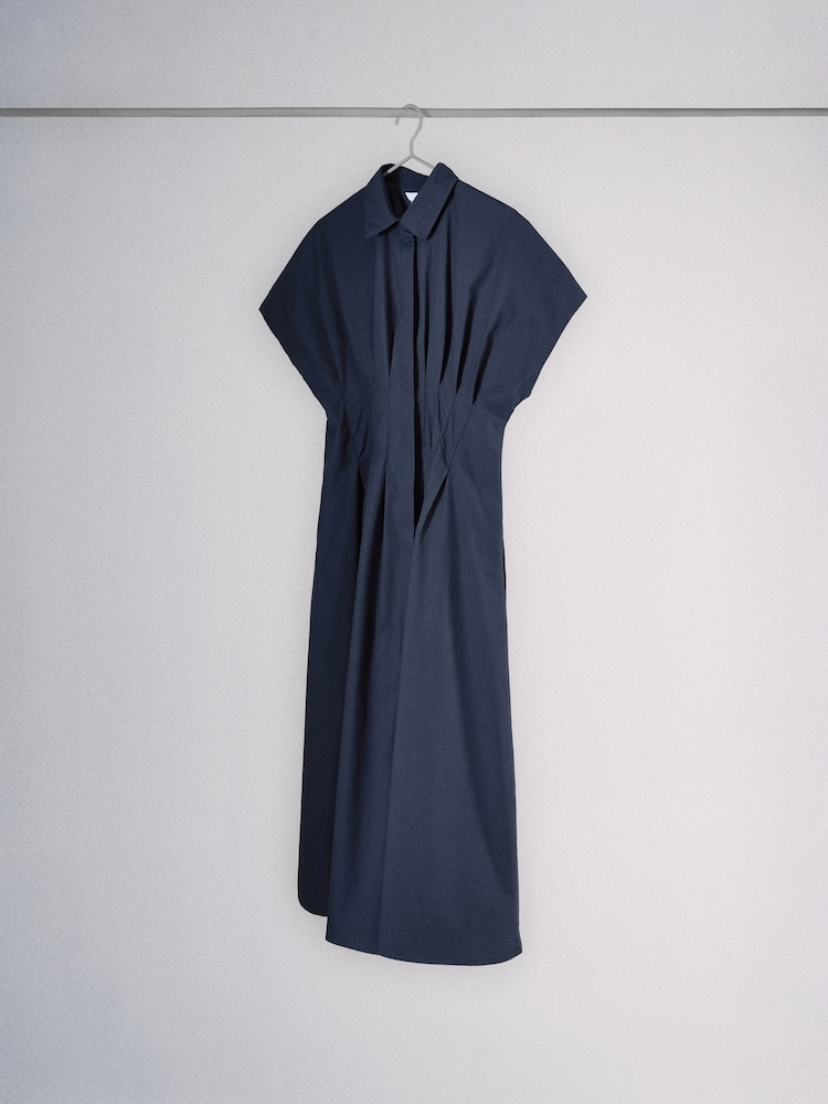 The Set Pleated Front Short Sleeve Maxi Dress Navy - Image 2 of 6