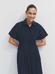 The Set Pleated Front Short Sleeve Maxi Dress Navy - Image 4 of 6