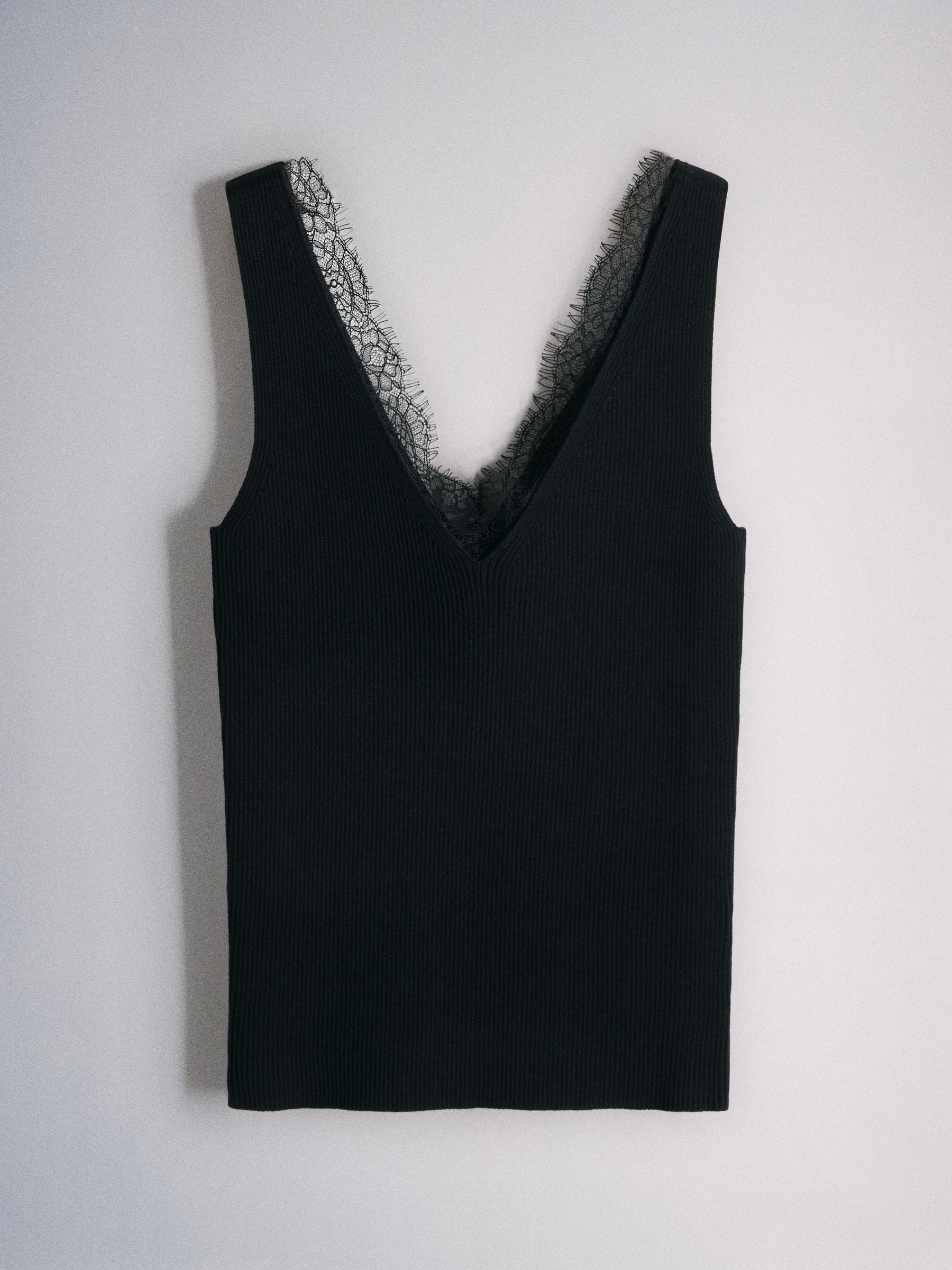 Buy The Set 3 Pack V-Neck Lace Trim Vests Black/Chocolate Brown