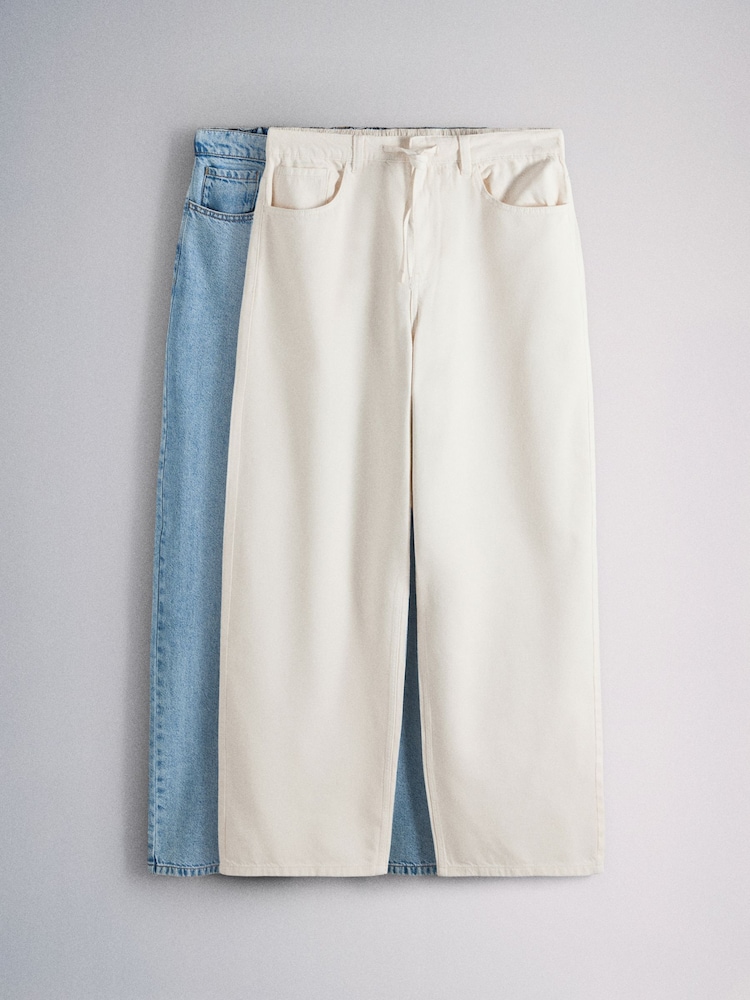 The Set 2 Pack Lightweight Pull-On Jeans Light Blue/Cream - Image 1 of 6