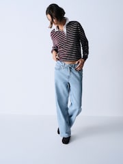 The Set 2 Pack Lightweight Pull-On Jeans Light Blue/Cream - Image 3 of 6