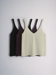 The Set 3 Pack Sheer Knitted V-Neck Vests - Imaginea 2 din 6