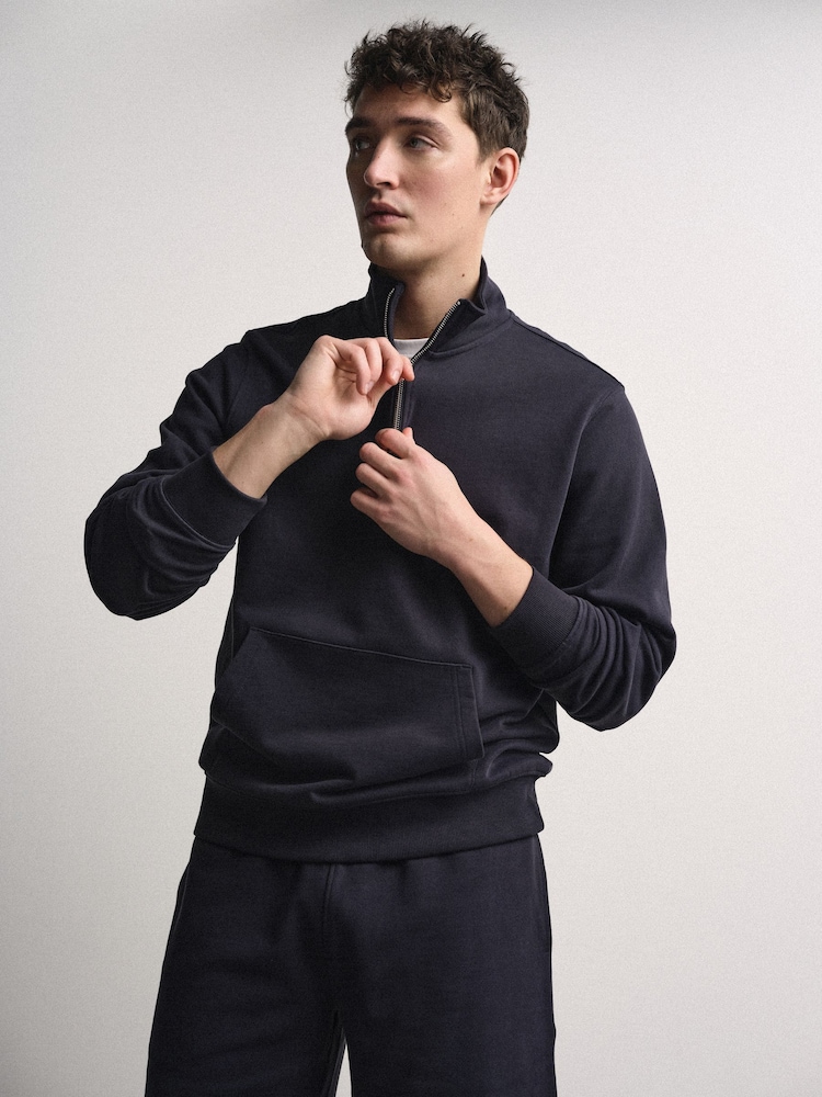 The Set 2 Pack Heavy Cotton Loopback Zip Neck Sweat Tops - 画像 1 / 8