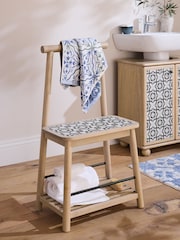 Black/White Monochrome Geo Print Towel Rail Storage Stool - Image 1 of 4