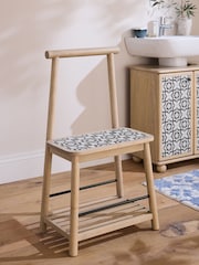 Black/White Monochrome Geo Print Towel Rail Storage Stool - Image 2 of 4
