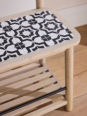 Black/White Monochrome Geo Print Towel Rail Storage Stool - Image 3 of 4