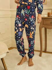 Love & Roses Navy Print Jersey Long Sleeve Pyjamas Set - Image 4 of 5
