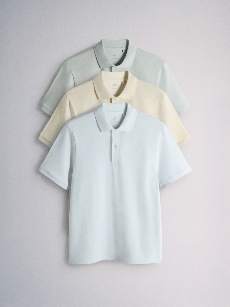 ブルー / イエロー - The Set コットンピケ ポロ 3 枚組 - 画像 2 / 6