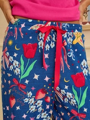 Love & Roses Magenta Pink And Blue Short Sleeve Printed Bottom Jersey Pyjamas Set - Image 3 of 4