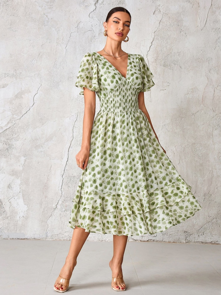 Verde - Vestido Midi de chiffon com babados Jolie Moi - Imagem 1 de 6