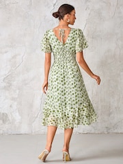 Verde - Vestido Midi de chiffon com babados Jolie Moi - Imagem 2 de 6