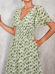 Verde - Vestido Midi de chiffon com babados Jolie Moi - Imagem 3 de 6