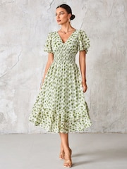 Verde - Vestido Midi de chiffon com babados Jolie Moi - Imagem 6 de 6