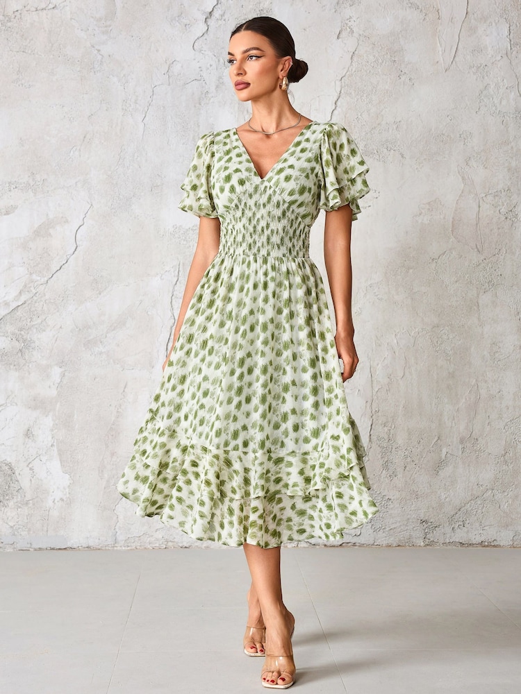 Verde - Vestido Midi de chiffon com babados Jolie Moi - Imagem 6 de 6