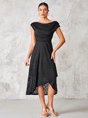 Jolie Moi Textured Asymmetrical Draped Midaxi Dress - Imagem 1 de 6