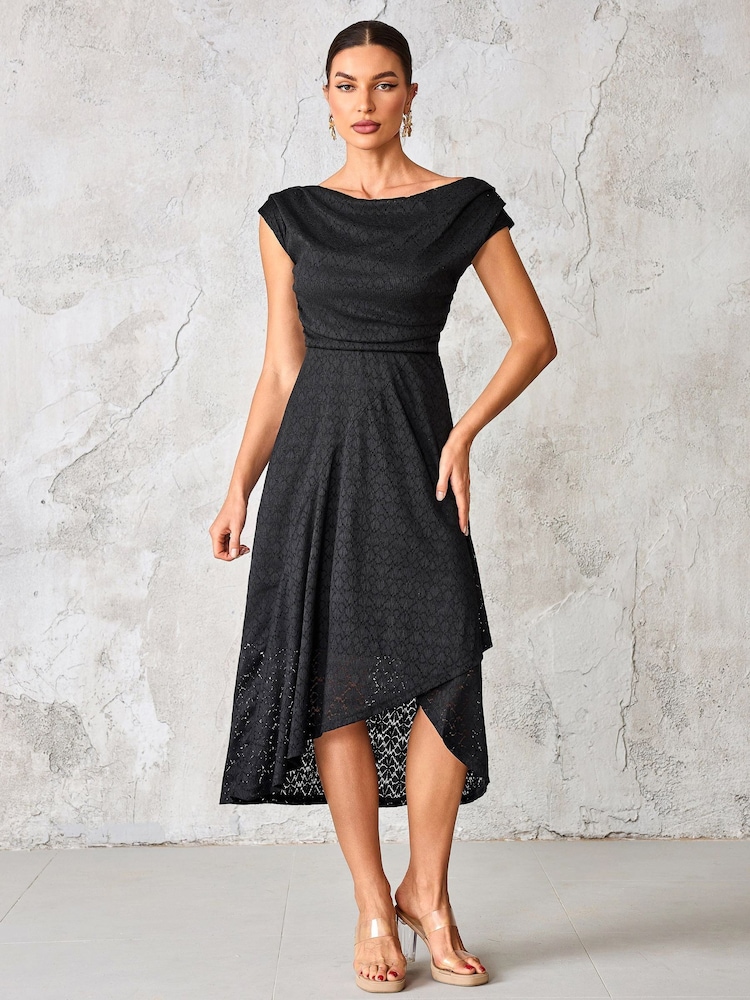 Jolie Moi Textured Asymmetrical Draped Midaxi Dress - Imagem 1 de 6