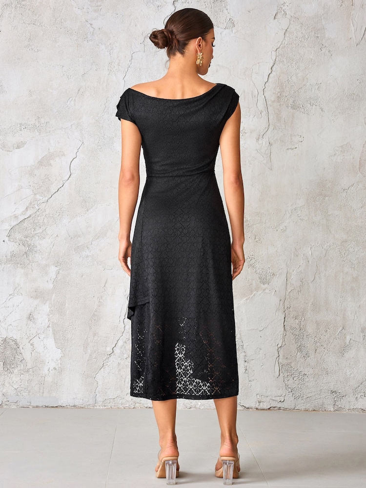 Jolie Moi Textured Asymmetrical Draped Midaxi Dress - Imagem 2 de 6