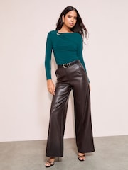 Friends Like These Teal Blue Long Sleeve Buckle Hardware Top - Image 4 of 5