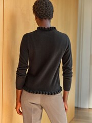 Pure Collection Cashmere Slim Fit Long Sleeve Ruffle Cardigan - Image 2 of 3