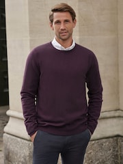 Pure Collection Purple Cashmere Crew Neck Jumper - Image 1 of 3