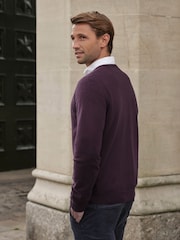 Pure Collection Purple Cashmere Crew Neck Jumper - Image 2 of 3