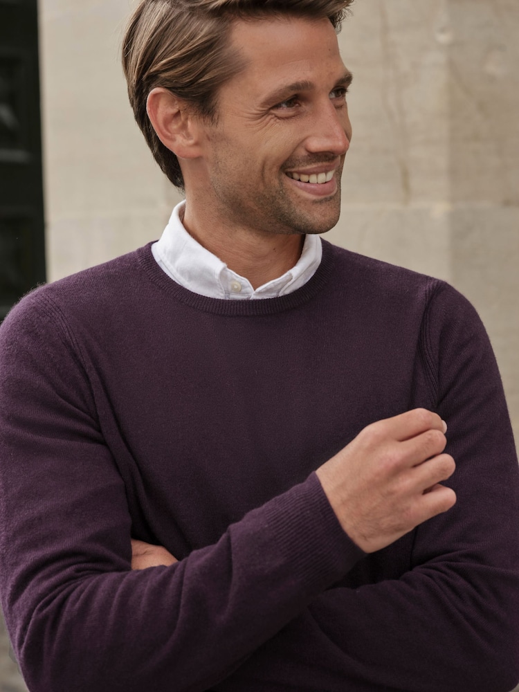 Pure Collection Purple Cashmere Crew Neck Jumper - Image 3 of 3 Pure Collection Purple Cashmere Crew Neck Jumper - Image 3 of 3