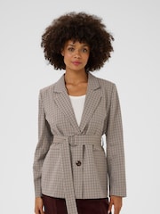 CULTURE Brown CUchecka Belt Blazer - Image 1 of 6