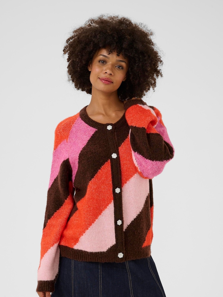 CULTURE Brown CUdiga Kimmy Striped Cardigan - Image 1 of 6 CULTURE Brown CUdiga Kimmy Striped Cardigan - Image 1 of 6