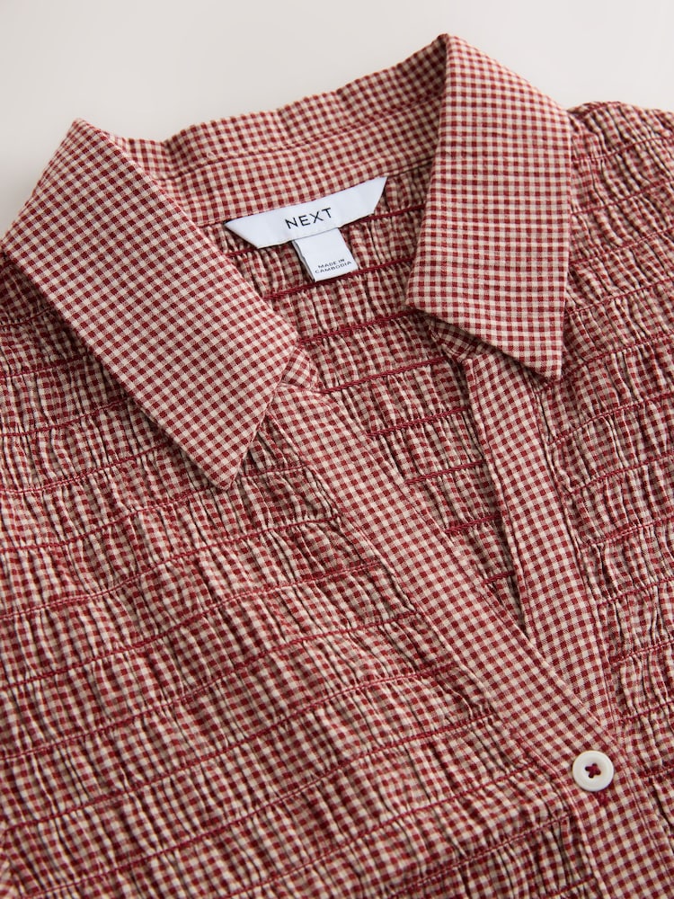 Rust Red Gingham Short Sleeved Shirt - Image 2 of 4