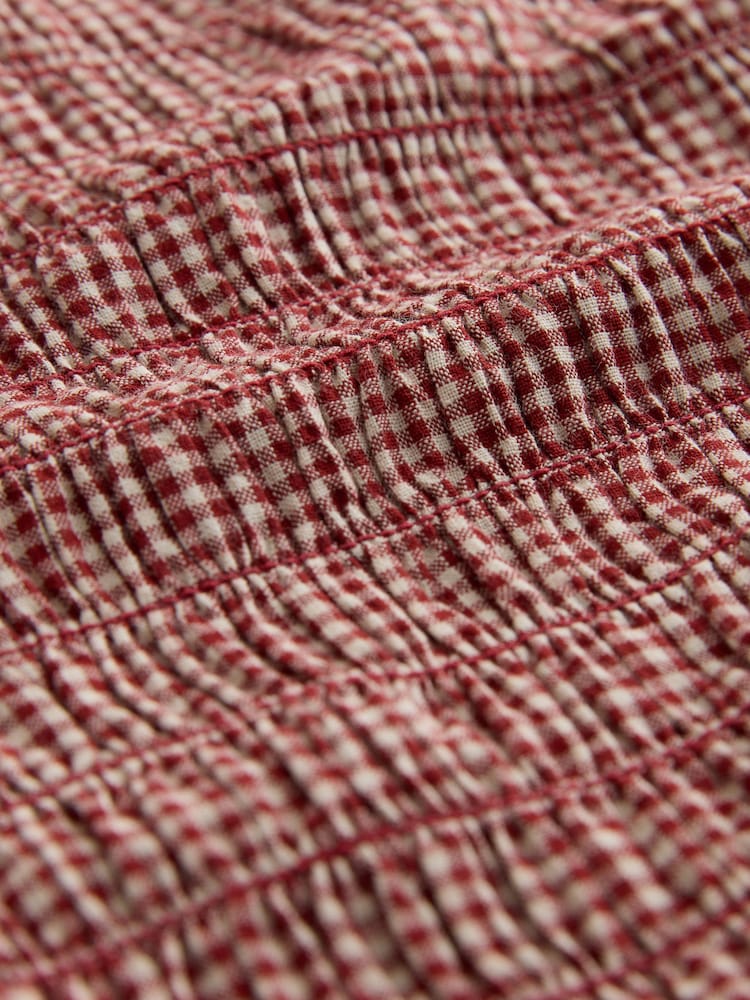 Rust Red Gingham Short Sleeved Shirt - Image 4 of 4