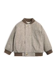 Mamas & Papas Herringbone Brown Bomber Jacket - Image 2 of 3