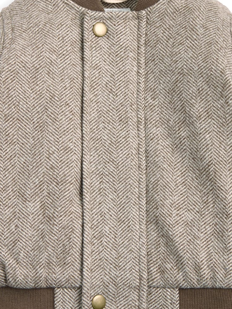 Mamas & Papas Herringbone Brown Bomber Jacket - Image 3 of 3 Mamas & Papas Herringbone Brown Bomber Jacket - Image 3 of 3
