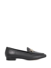 Dune London Black Grained Branded Snaffle Trim Loafers - Image 1 of 6