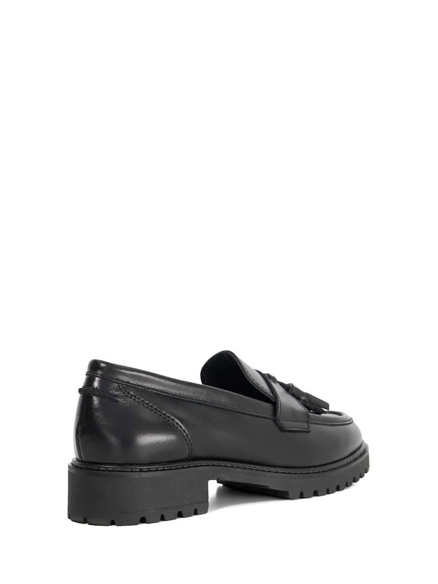 Buy Dune London Black Standard Fit Leather Gracelyn Cleated Tassel