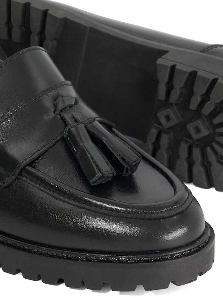 Dune London Black Gracelyn Cleated Tassel Loafers - Image 6 of 6 Dune London Black Gracelyn Cleated Tassel Loafers - Image 6 of 6